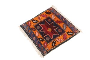 Plum Vintage Geometric Tribal 1'8X1'8 Heriz Persian Square Rug