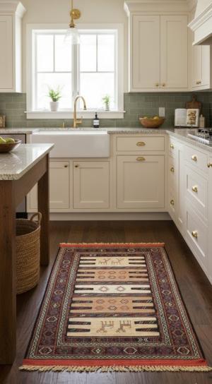 Beige Cream Tribal 3X5'7 Sumak Herati Persian Rug