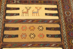 Beige Cream Tribal 3X5'7 Sumak Herati Persian Rug