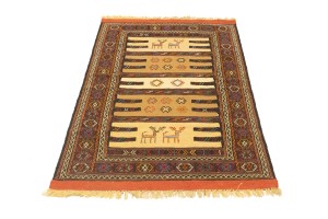 Beige Cream Tribal 3X5'7 Sumak Herati Persian Rug