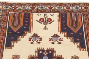 Cream Tribal 3'6X5'7 Sumak Persian Rug
