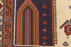 Cream Tribal 3'6X5'7 Sumak Persian Rug