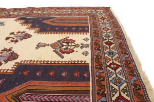 Cream Tribal 3'6X5'7 Sumak Persian Rug