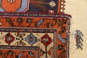 Cream Tribal 3'6X5'7 Sumak Persian Rug