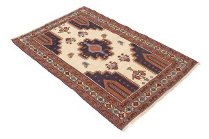 Cream Tribal 3'6X5'7 Sumak Persian Rug