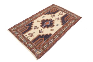 Cream Tribal 3'6X5'7 Sumak Persian Rug