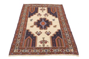 Cream Tribal 3'6X5'7 Sumak Persian Rug