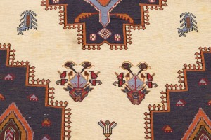 Cream Tribal 3'6X5'7 Sumak Persian Rug