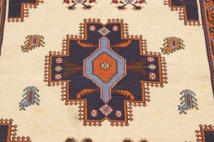 Cream Tribal 3'6X5'7 Sumak Persian Rug