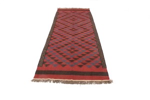 Vintage Tribal Red 4'7X12'6 Kilim Persian Runner Rug