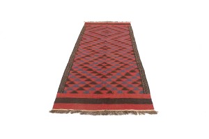 Vintage Tribal Red 4'7X12'6 Kilim Persian Runner Rug