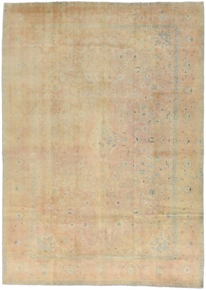 Muted Traditional Floral 9X13 Distressed Kerman Persian Rug