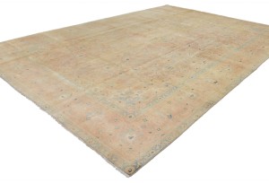 Muted Traditional Floral 9X13 Distressed Kerman Persian Rug