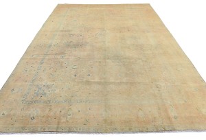 Muted Traditional Floral 9X13 Distressed Kerman Persian Rug