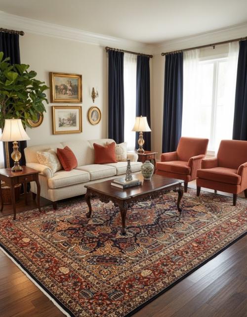 9'8 x 12'11 Hand Knotted Kashmar Pictorial Persian Wool Rug