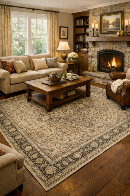 Muted Traditional Floral 6'5X9'3 Distressed Tabriz Persian Rug