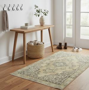 Muted Traditional Floral 5'5X9'5 Distressed Tabriz Persian Rug