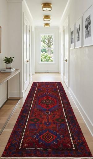 Vintage Red Tribal 3'9X6'7 Hamedan Persian Rug