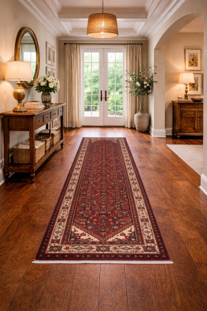 Vintage Red Tribal 3X13'5 Hamedan Persian Runner Rug