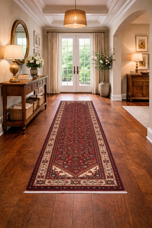 Vintage Red Tribal 3X13'5 Hamedan Persian Runner Rug