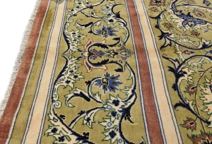 Golden Olive Vintage Floral Traditional 9'9X13'5 Kashan Persian Oriental Rug