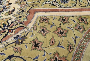 Golden Olive Vintage Floral Traditional 9'9X13'5 Kashan Persian Oriental Rug