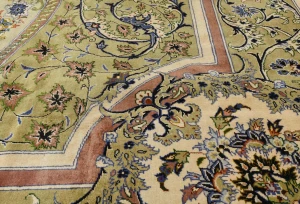 Golden Olive Vintage Floral Traditional 9'9X13'5 Kashan Persian Oriental Rug