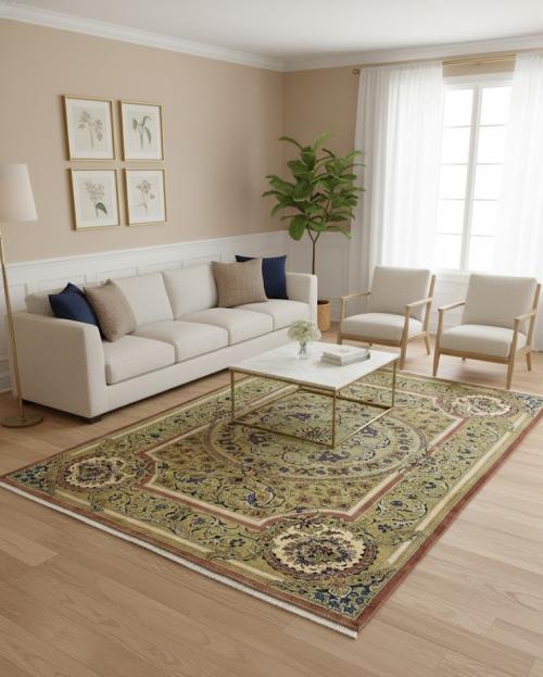 Vintage Floral Traditional 9'9X13'5 Kashan Persian Rug