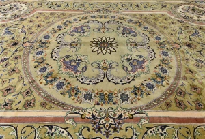 Golden Olive Vintage Floral Traditional 9'9X13'5 Kashan Persian Oriental Rug