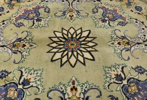 Golden Olive Vintage Floral Traditional 9'9X13'5 Kashan Persian Oriental Rug