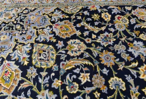 Vintage Purple-navy Traditional 10X13 Kashan Persian Rug