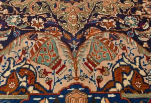 Vintage Navy Blue Pictorial 9'7X12'4 Kashmar Persian Rug