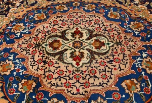 Vintage Navy Blue Pictorial 9'7X12'4 Kashmar Persian Rug