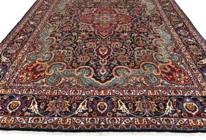 Dark Purple-navy Vintage Traditional Floral 10X13 Kashmar Persian Oriental Rug