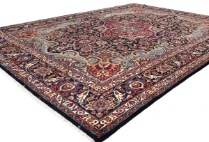 Dark Purple-navy Vintage Traditional Floral 10X13 Kashmar Persian Oriental Rug