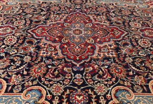 Dark Purple-navy Vintage Traditional Floral 10X13 Kashmar Persian Oriental Rug