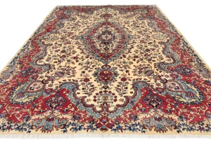 Cream Vintage Traditional 10X13 Kashmar Persian Oriental Rug