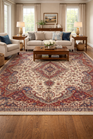 9'10 x 12'6 Hand Knotted Kashmar Floral Persian Wool Rug