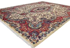 Cream Vintage Traditional 10X13 Kashmar Persian Oriental Rug