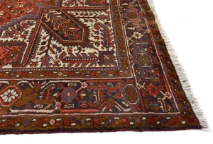 Vintage Red Geometric 8'6X11 Heriz Persian Rug