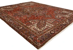 Vintage Red Geometric 8'6X11 Heriz Persian Rug
