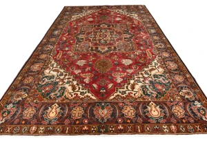 Red Vintage Floral 8X12 Heriz Persian Oriental Rug