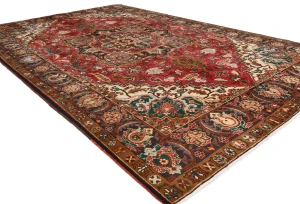 Red Vintage Floral 8X12 Heriz Persian Oriental Rug