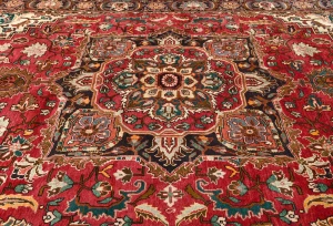 Red Vintage Floral 8X12 Heriz Persian Oriental Rug
