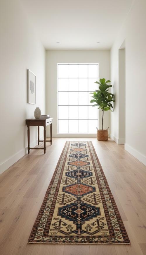 3'0 x 17'7 Hand Knotted Ardebil Persian Wool Runner Rug