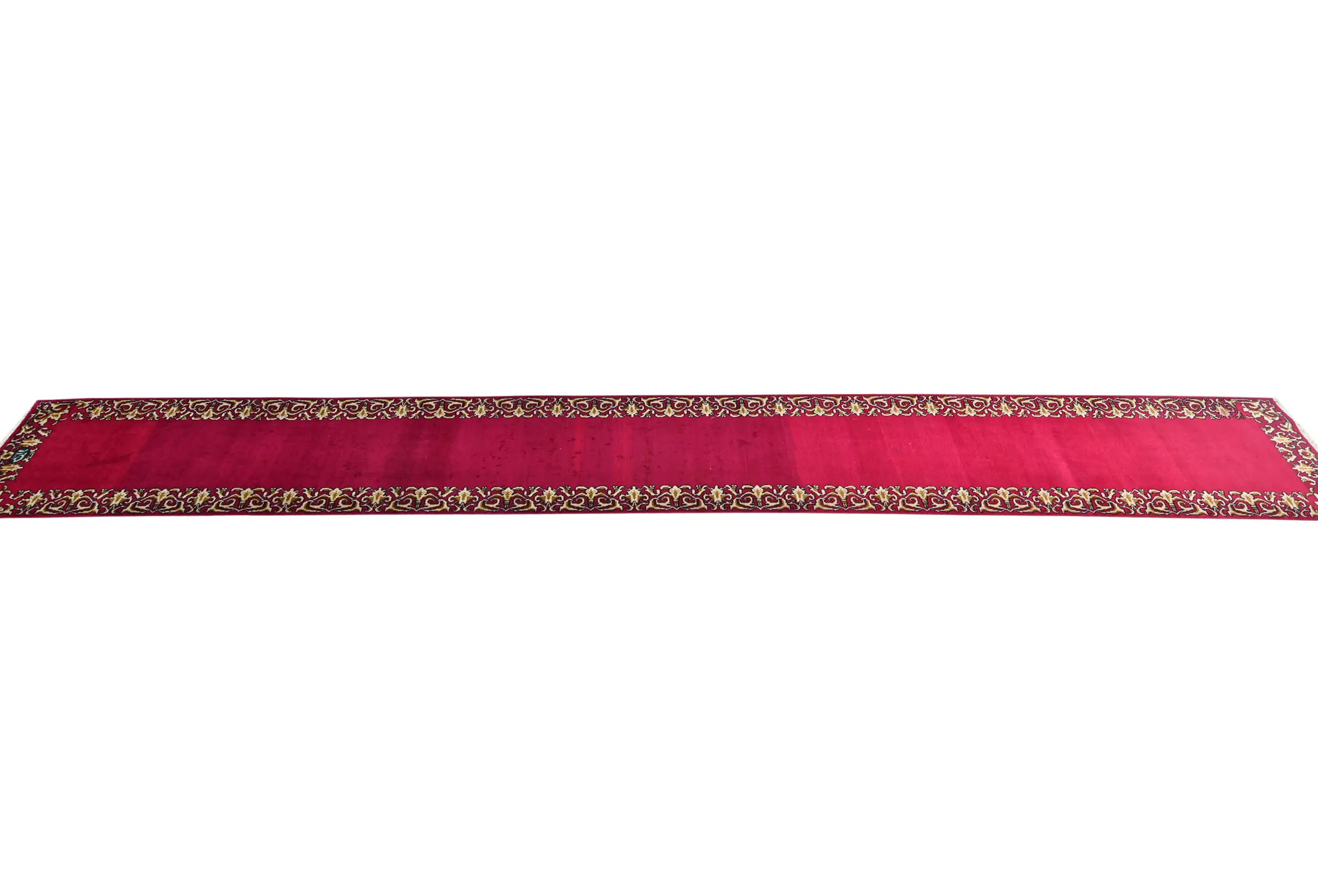 Vintage Fuchsia Rose Classic 2'9X19 Tabriz Persian Runner Rug