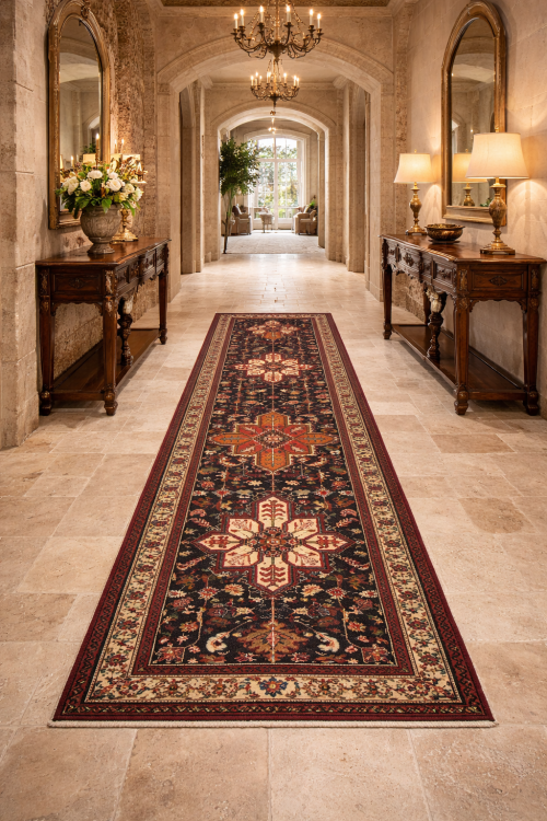 Vintage Plum Geometric 3X10 Ardebil Persian Runner Rug