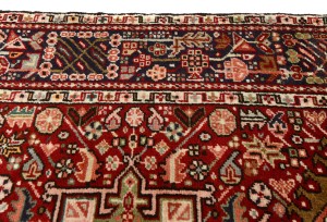 Vintage Red Geometric 3'6X10'4 Karajeh Persian Runner Rug