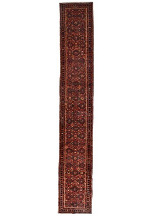 Rusty Red Vintage Tribal 3X17 Hossainabad Runner Oriental Rug