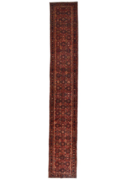 Rusty Red Vintage Tribal 3X17 Hossainabad Runner Oriental Rug